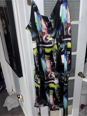 Women’s Black Multi-Color Graphic Maxi Dress